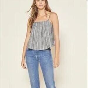 OuterKnown Women's Tides Blue/White Striped Spagetti Striped Tank Top‎ Size XS